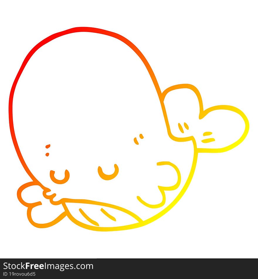 warm gradient line drawing cartoon whale