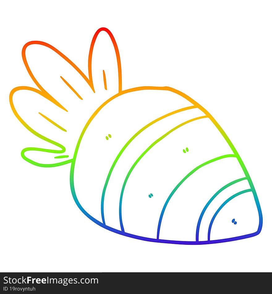 rainbow gradient line drawing of a cartoon carrot