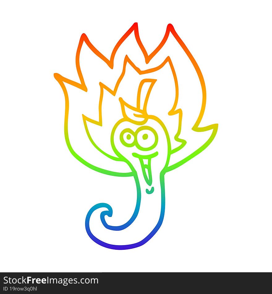 rainbow gradient line drawing of a cartoon red hot chili