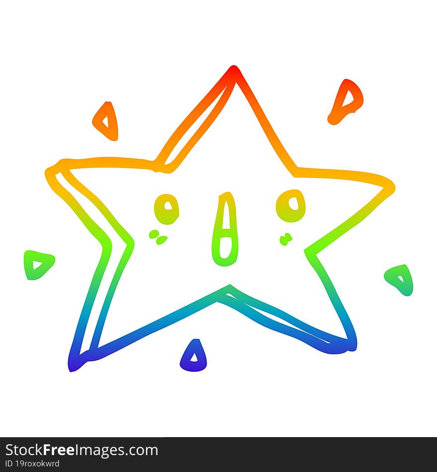 rainbow gradient line drawing cute cartoon star