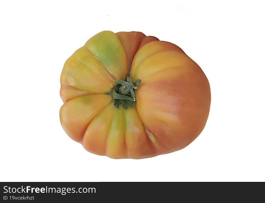 Top View Of A Greenish Red Tomato For Salad Making