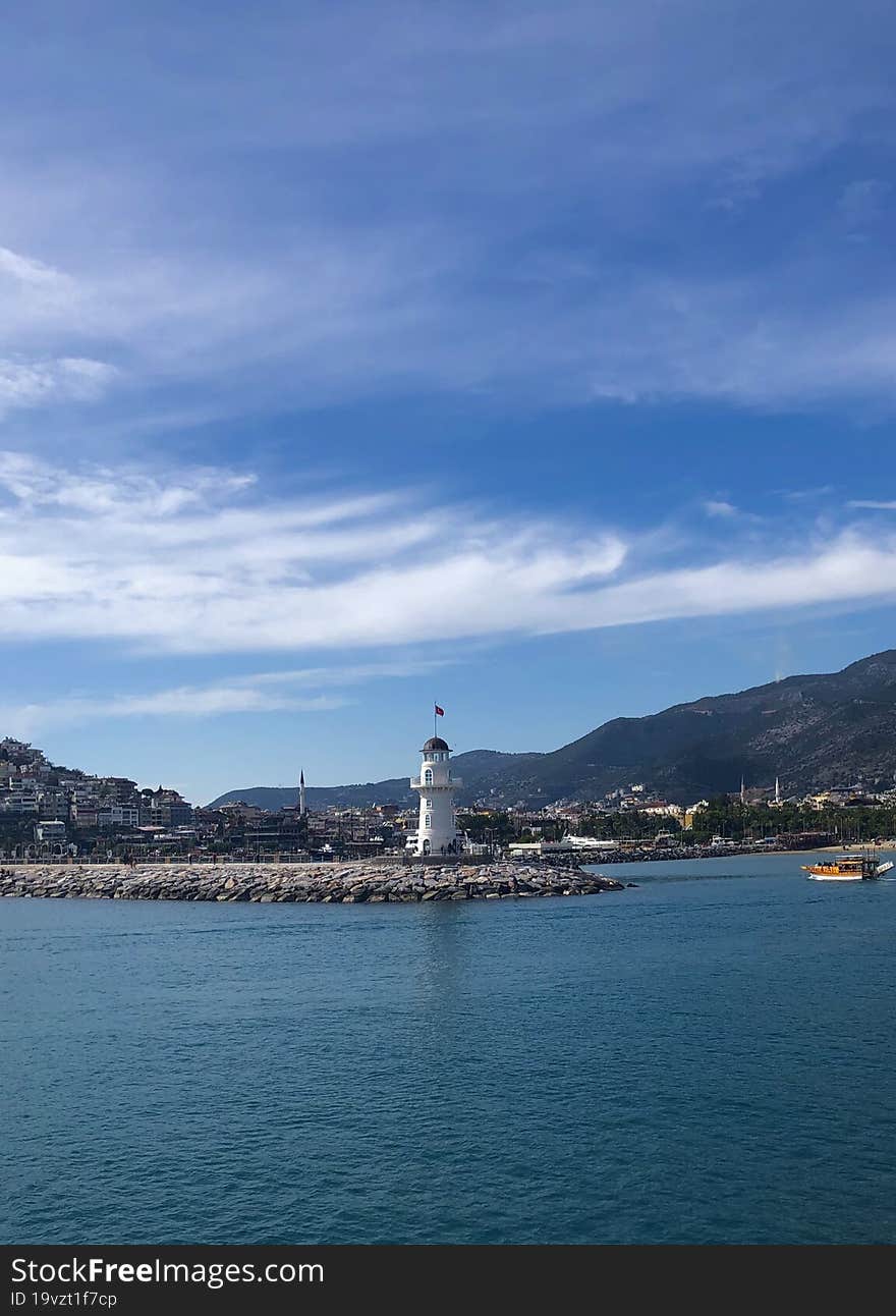 View of the Lighthouse in Antalya from the ship