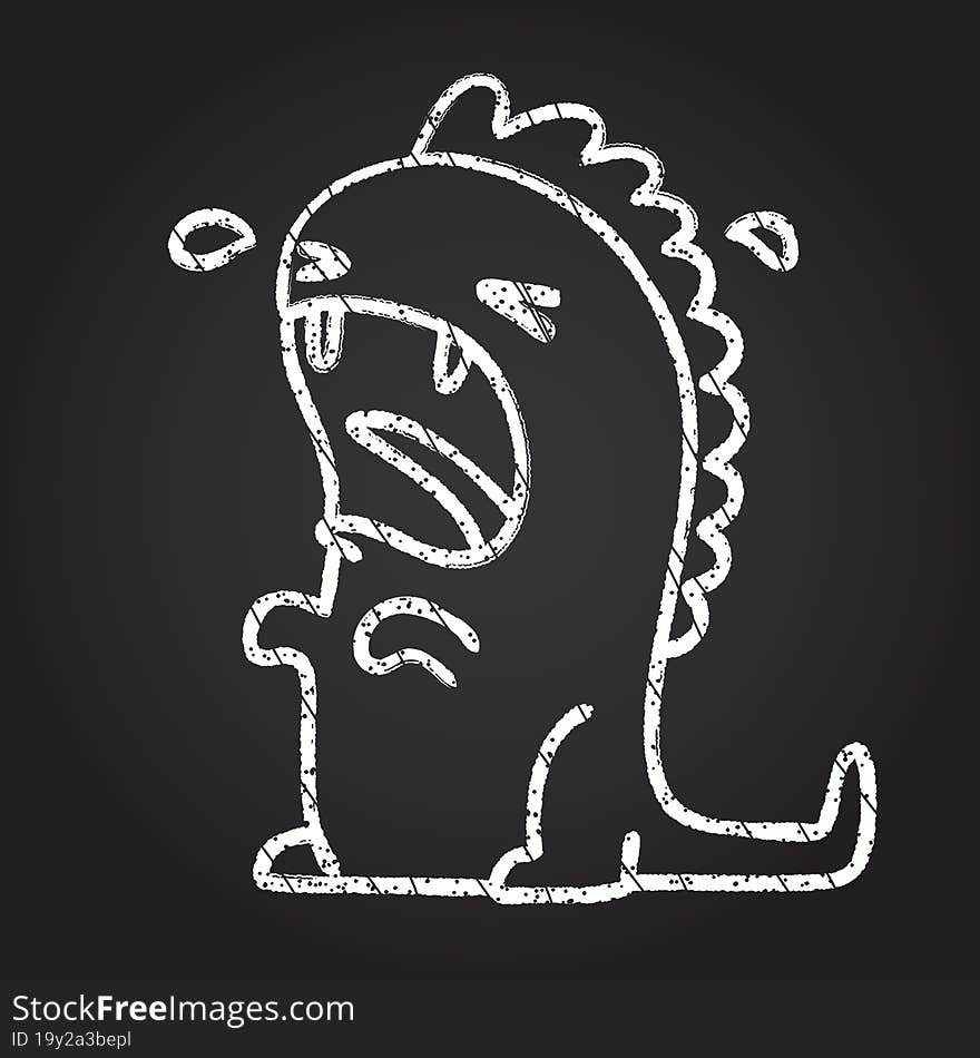 Crying Dinosaur Chalk Drawing