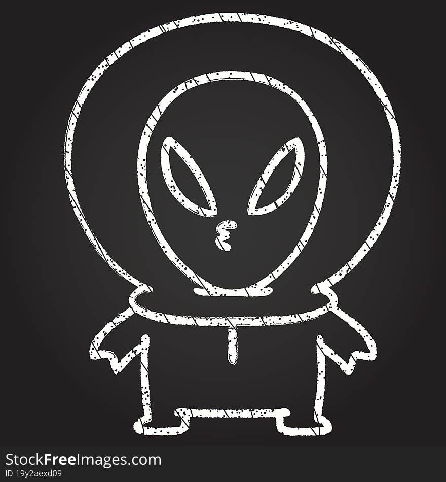 Cute Alien Chalk Drawing