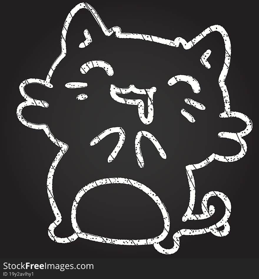 Cute Cat Chalk Drawing