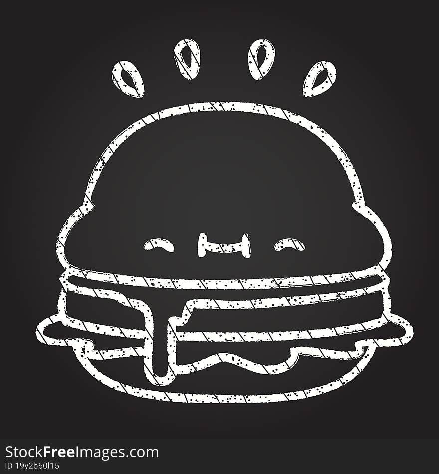 Cute Burger Chalk Drawing