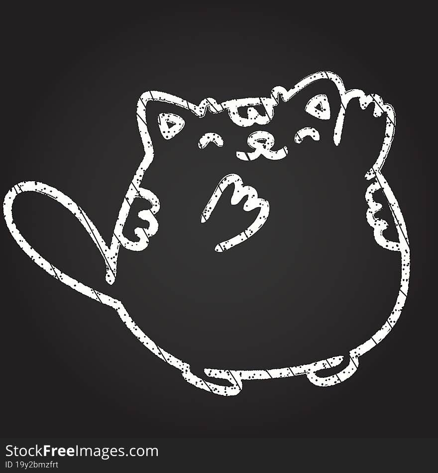 Waving Cat Chalk Drawing