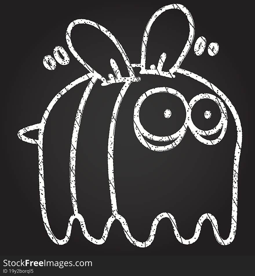 Ghost Bee Chalk Drawing