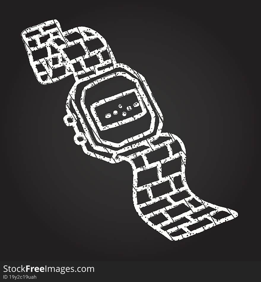 Digital Watch Chalk Drawing