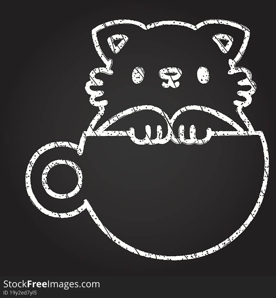 Coffee Cat Chalk Drawing