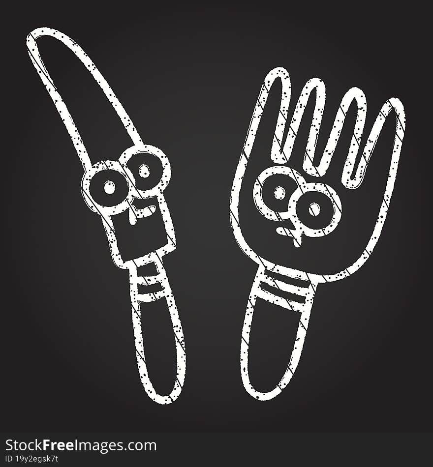 Cutlery Chalk Drawing