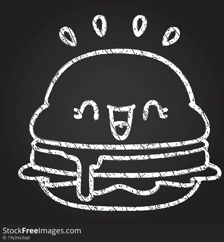 Happy Burger Chalk Drawing