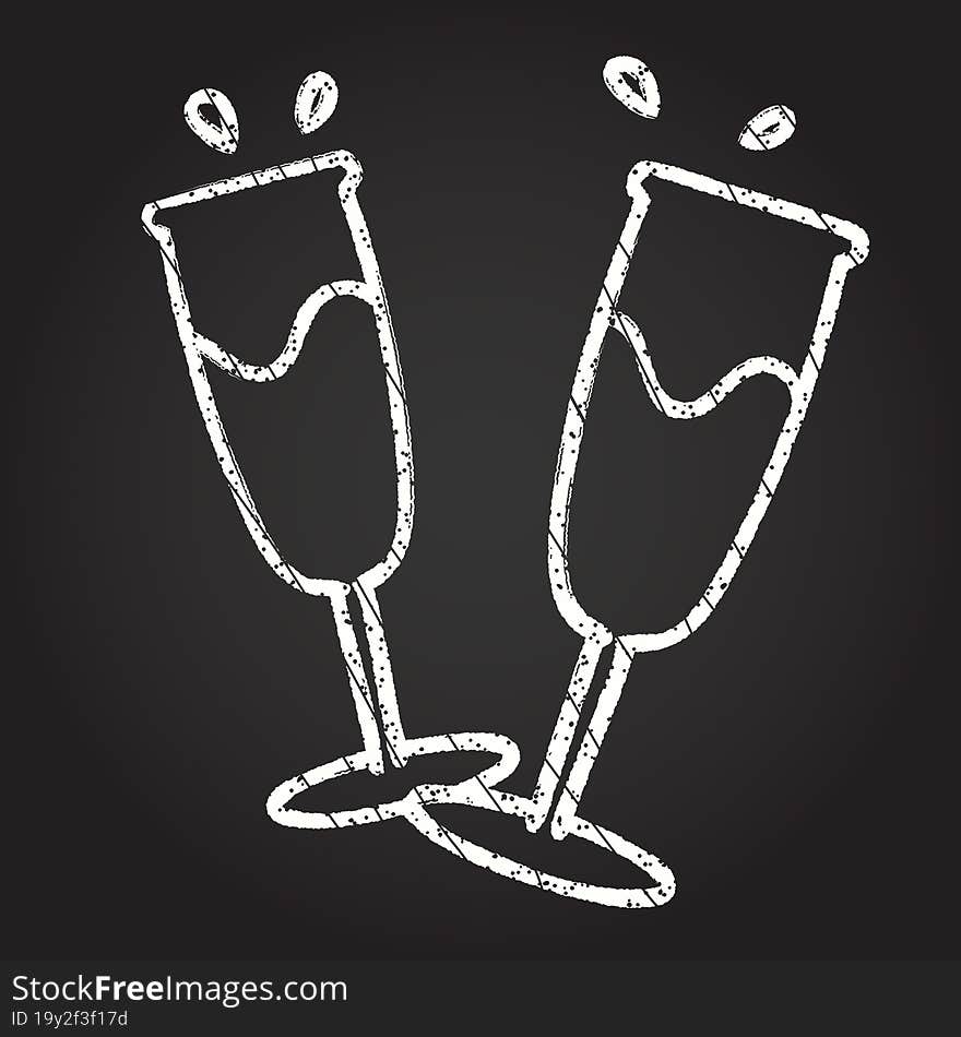 Champagne Flutes Chalk Drawing