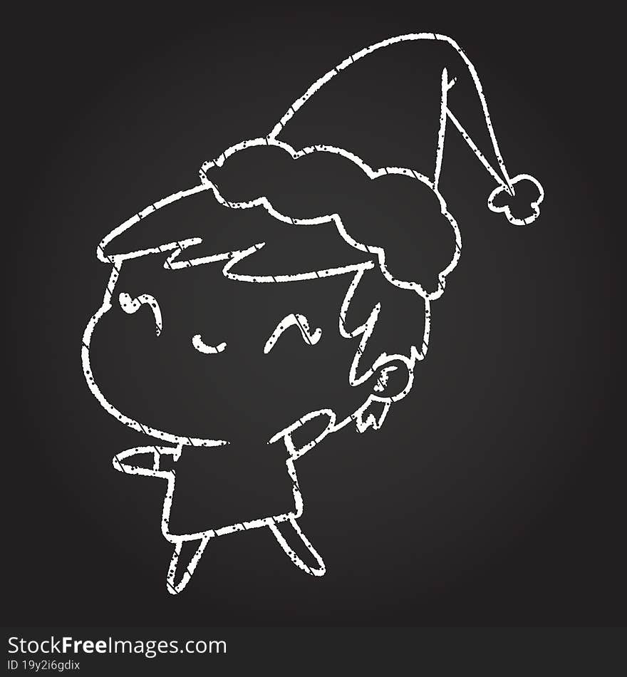 Festive Woman Chalk Drawing