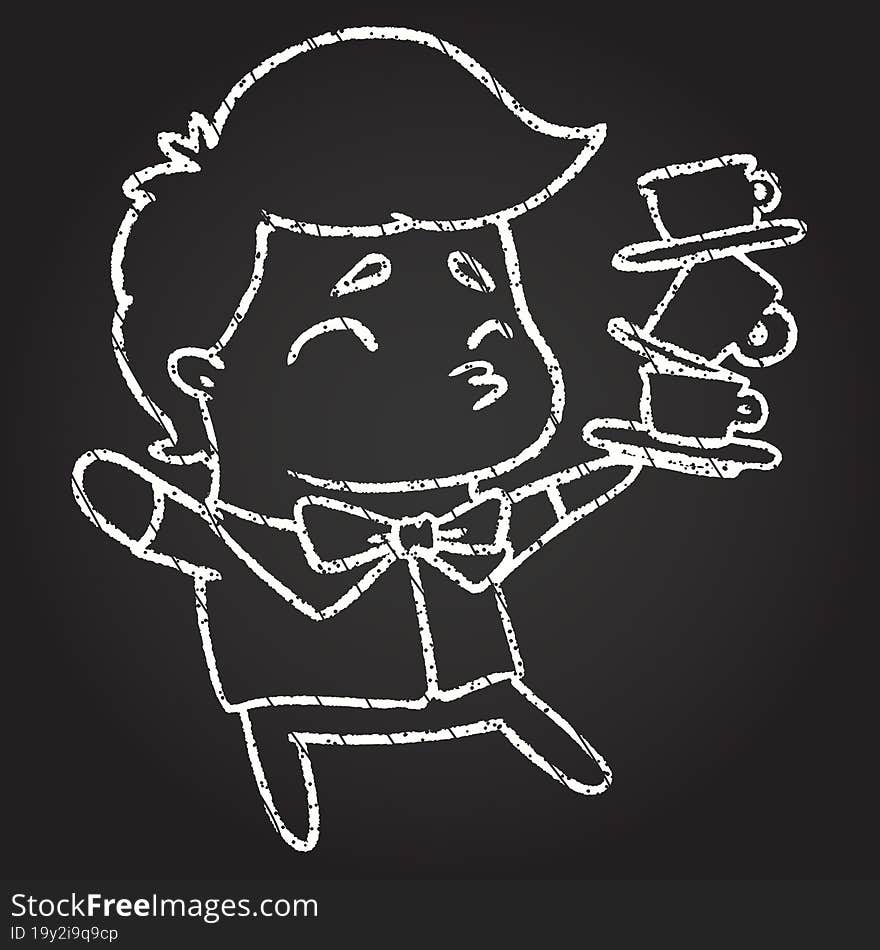 Waiter Chalk Drawing