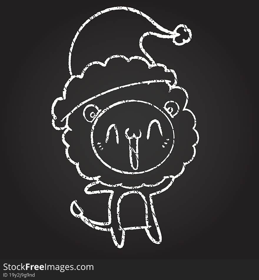 Christmas Lion Chalk Drawing