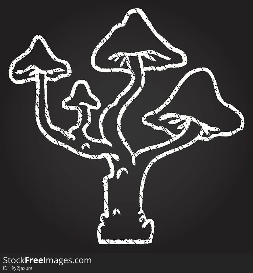 Weird Mushrooms Chalk Drawing