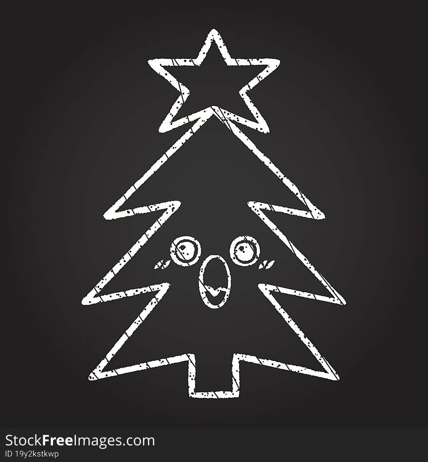 Christmas Tree Chalk Drawing