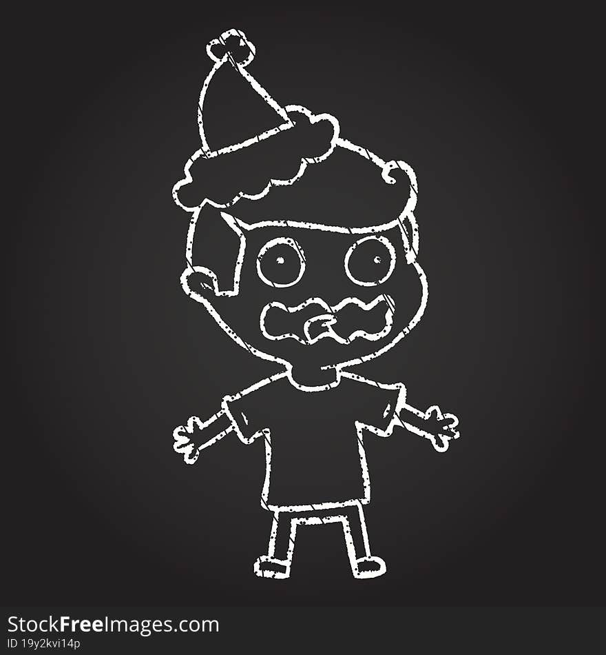 Christmas Man Chalk Drawing