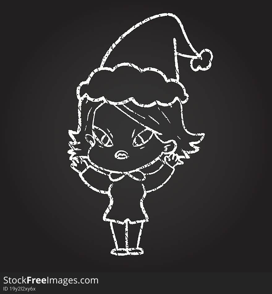 Christmas Woman Chalk Drawing