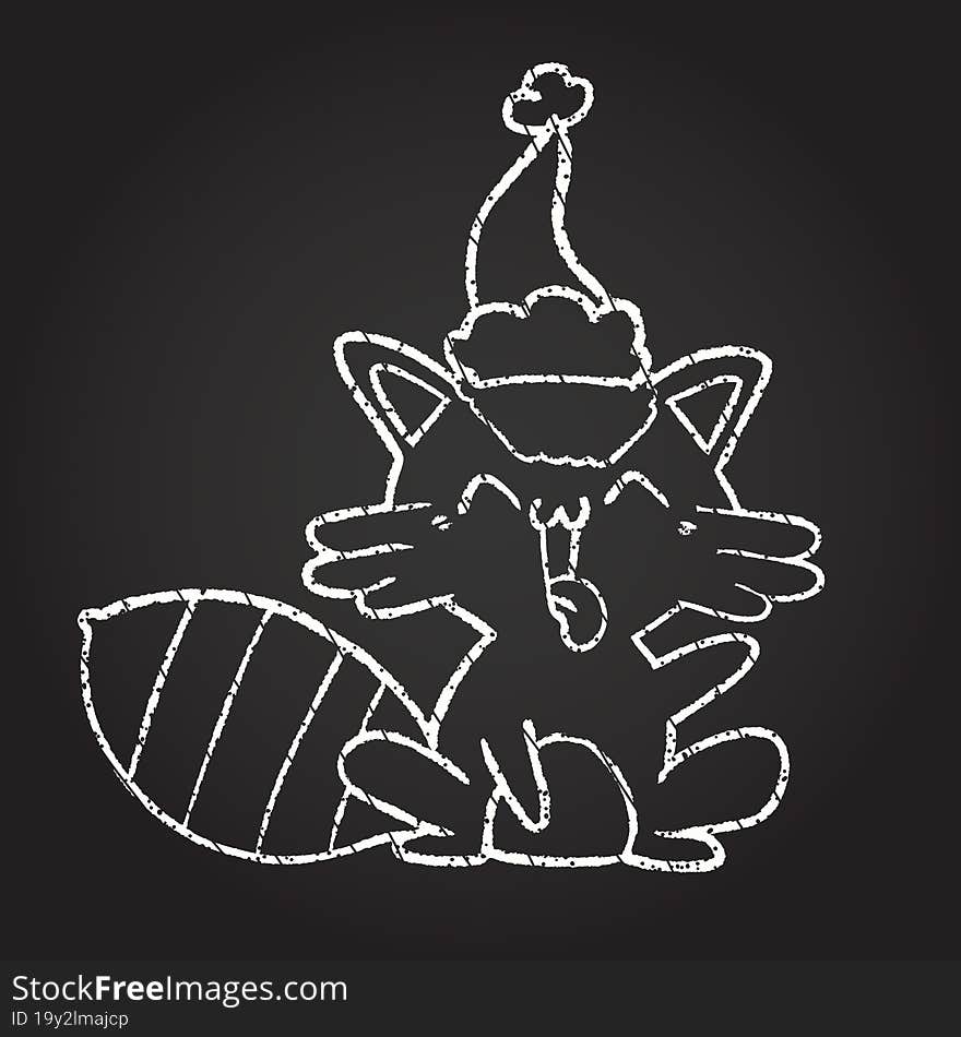 Christmas Raccoon Chalk Drawing