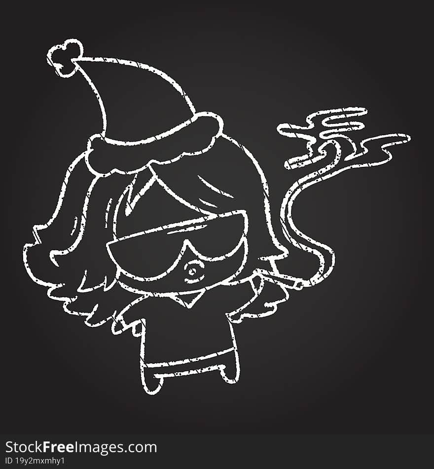 Festive Woman Chalk Drawing