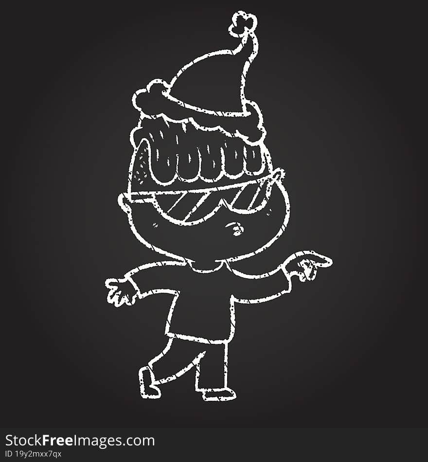 Christmas Man Chalk Drawing