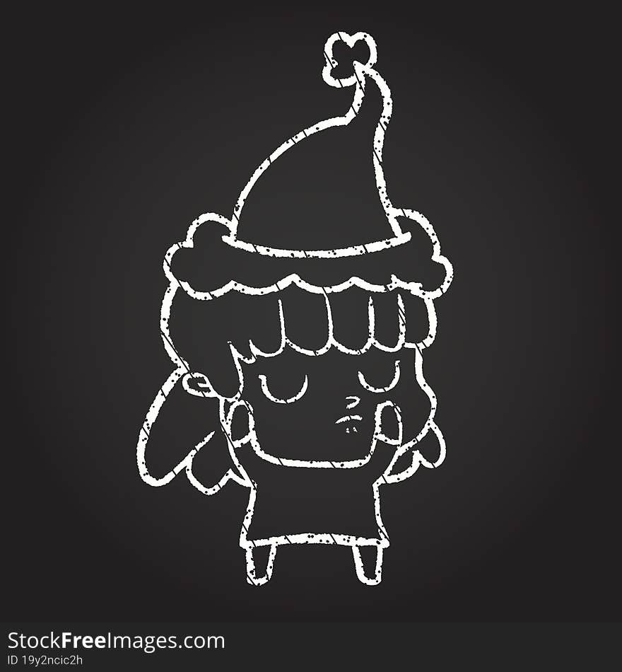 Christmas Woman Chalk Drawing