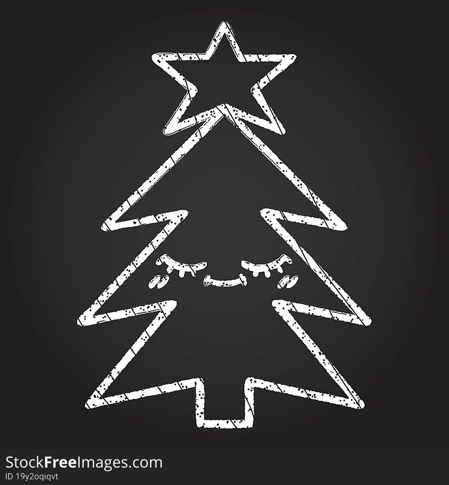 Christmas Tree Chalk Drawing