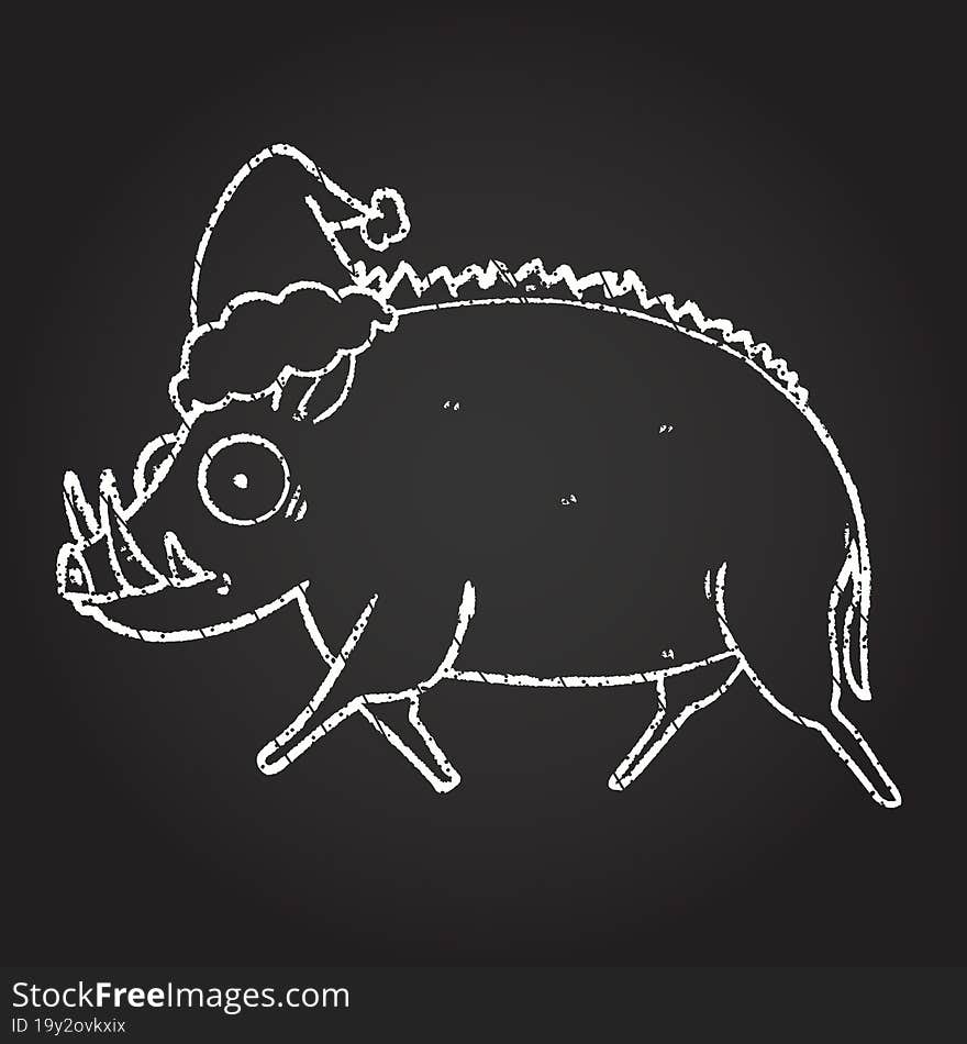 Christmas Boar Chalk Drawing