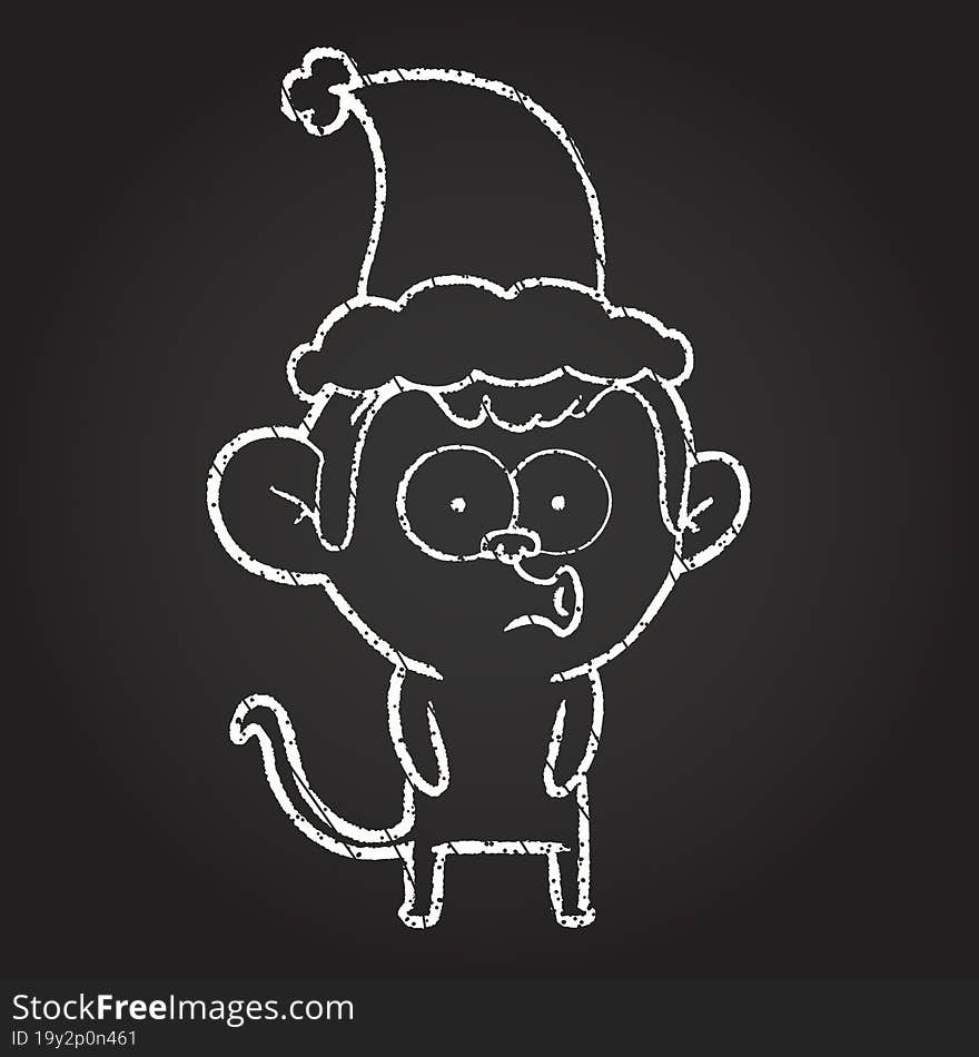 Festive Monkey Chalk Drawing