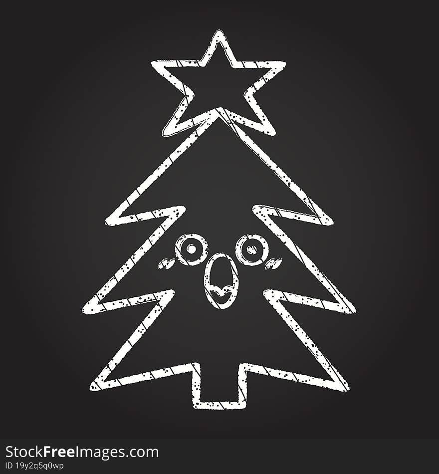 Christmas Tree Chalk Drawing