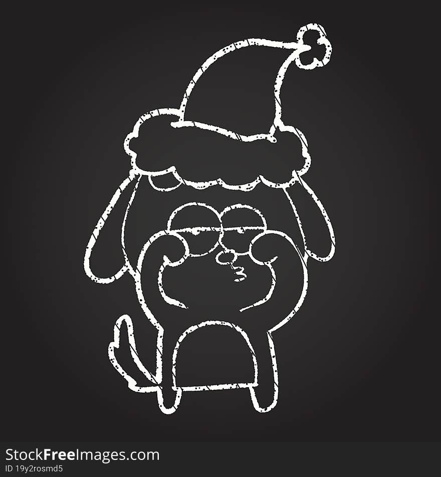 Christmas Dog Chalk Drawing