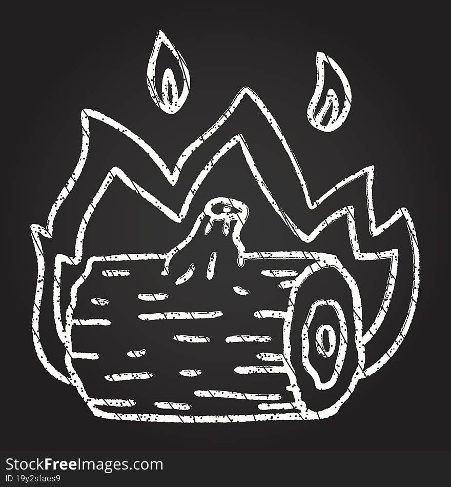 Burning Log Chalk Drawing