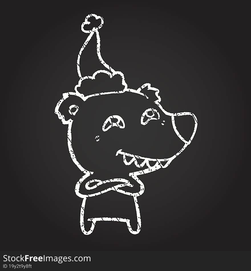 Christmas Bear Chalk Drawing