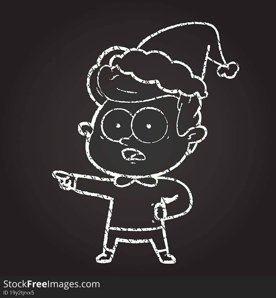 Christmas Boy Chalk Drawing