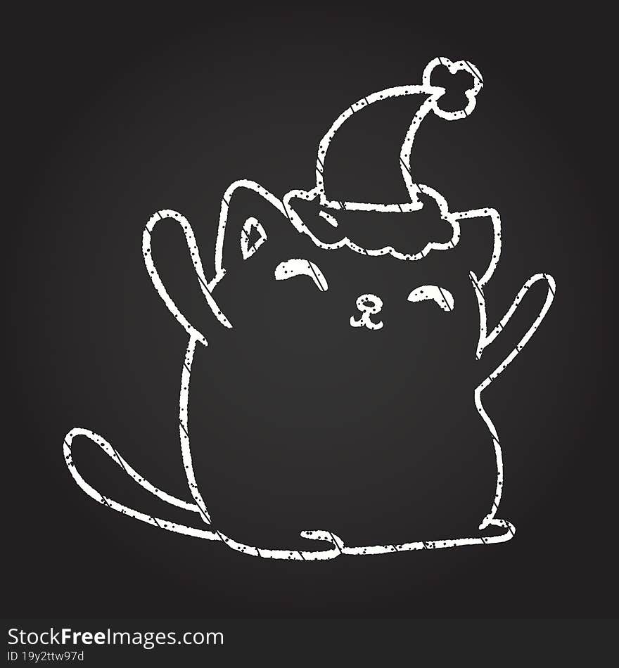 Christmas Cat Chalk Drawing