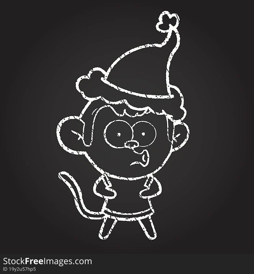 Christmas Monkey Chalk Drawing