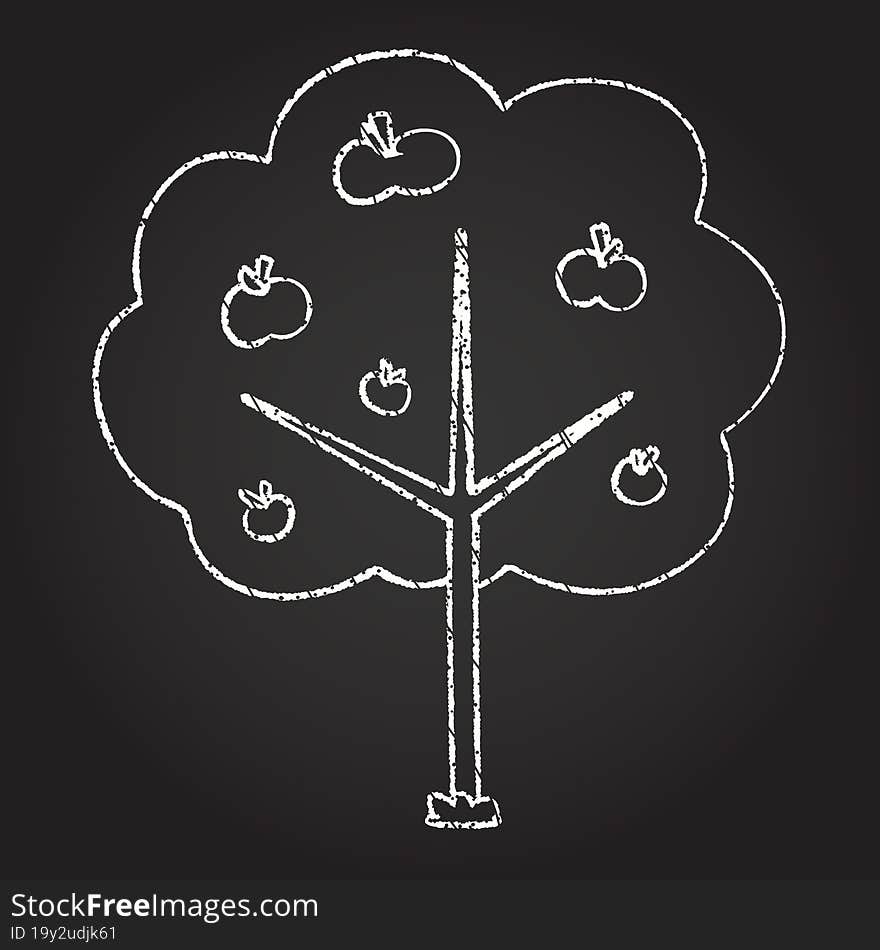 Apple Tree Chalk Drawing