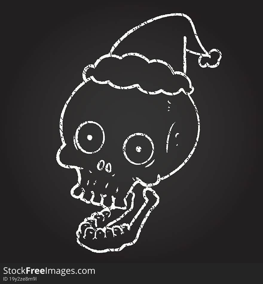 Festive Skull Chalk Drawing