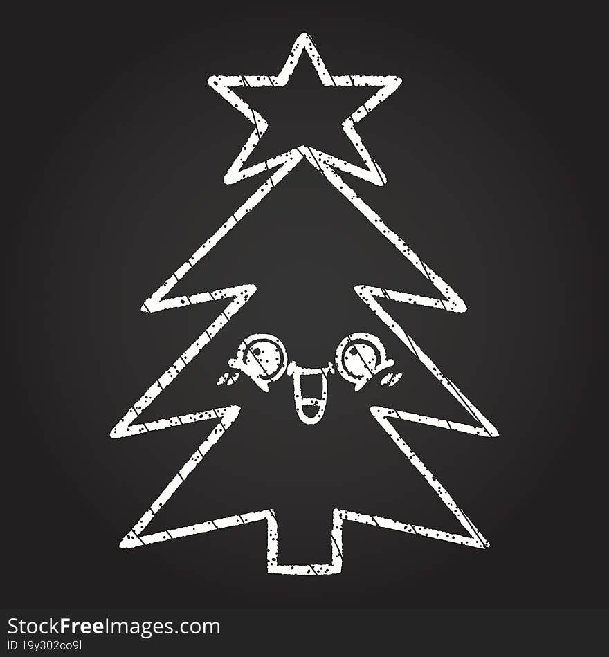 Christmas Tree Chalk Drawing