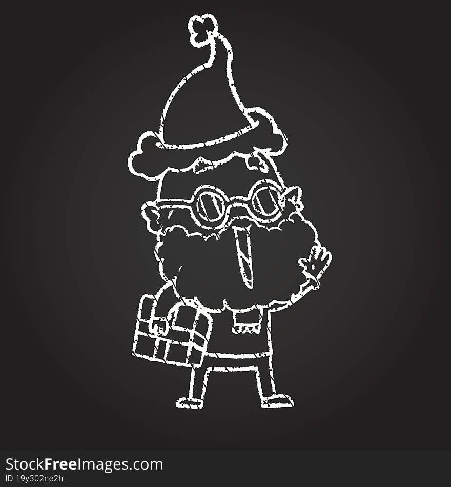 Christmas Man Chalk Drawing