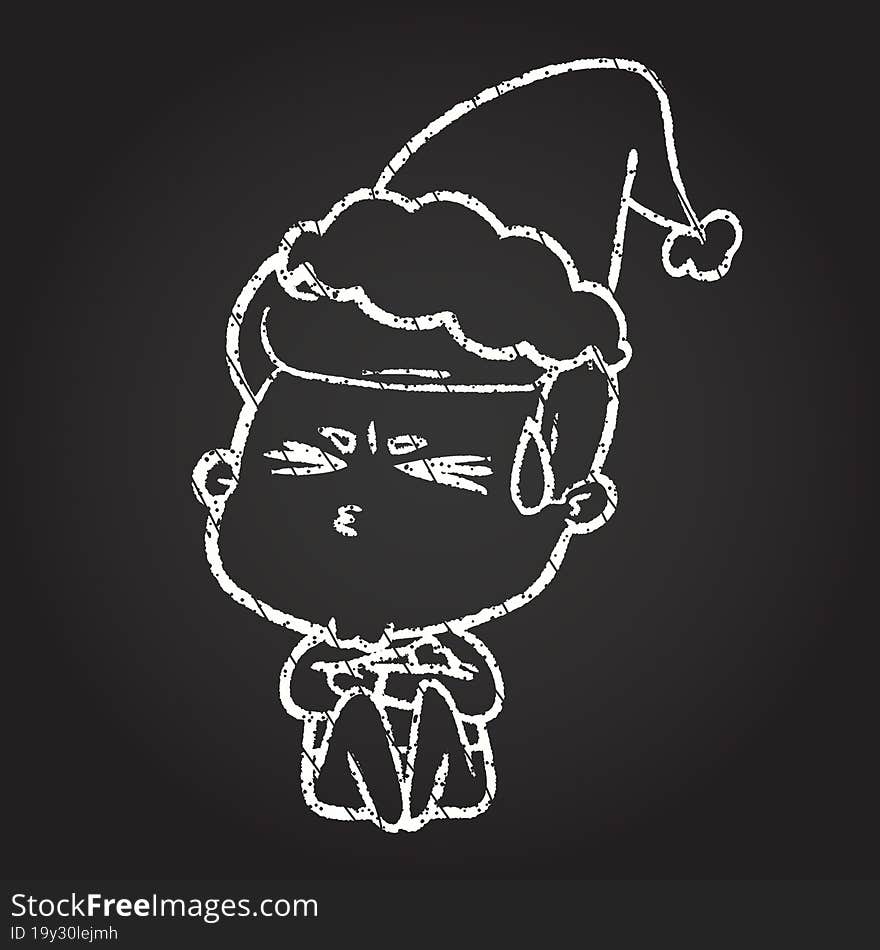 Christmas Man Chalk Drawing