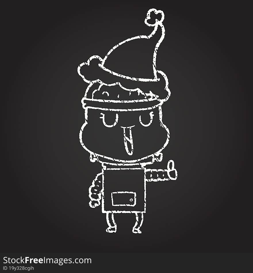 Christmas Robot Chalk Drawing