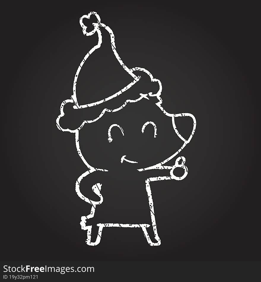 Christmas Bear Chalk Drawing