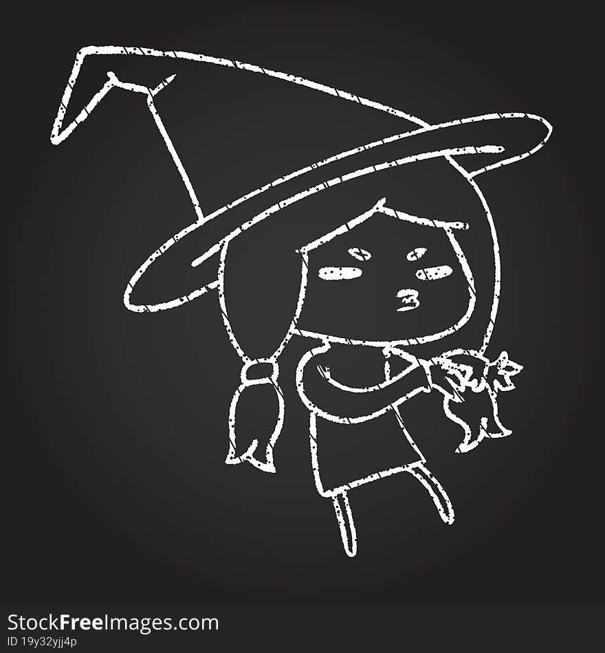 Little Witch Chalk Drawing