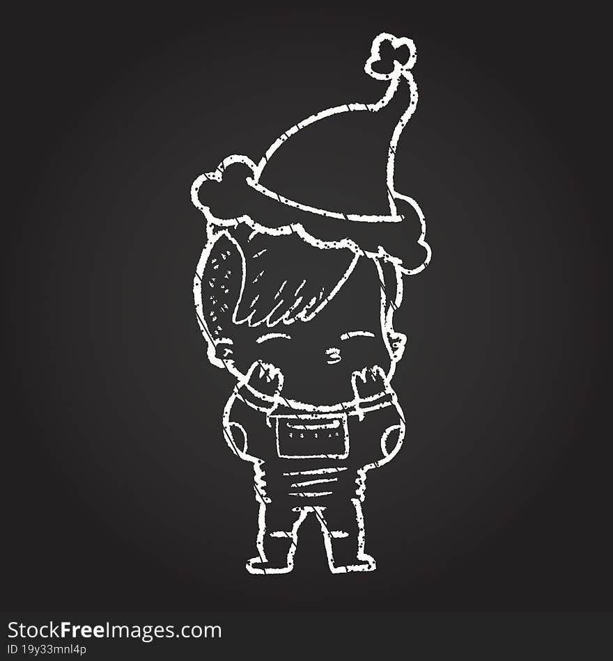 Christmas Astronaut Chalk Drawing