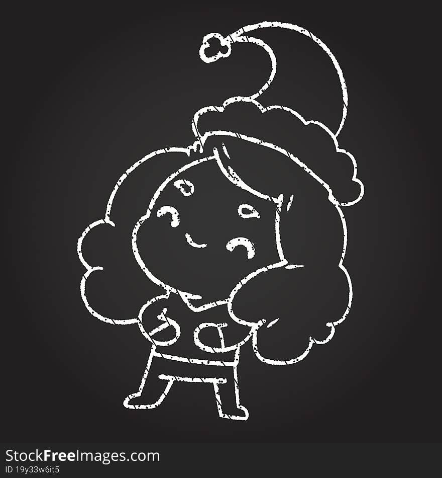 Festive Woman Chalk Drawing