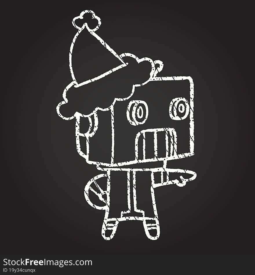 Festive Robot Chalk Drawing