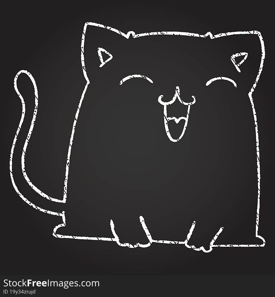 Happy Cat Chalk Drawing